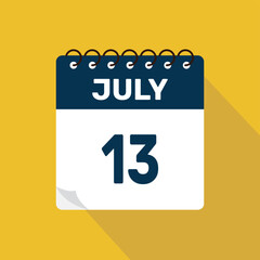 july 13 calendar icon vector illustration with design