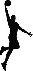 Dynamic silhouette of a basketball player mid-dunk capturing athleticism and sport silhouette