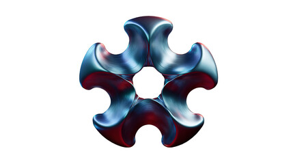 Obraz premium Metallic iridescent flower or gear shape with a sleek design on transparent background