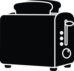 Modern silhouette of a chrome toaster with toast slices ready for breakfast kitchen appliance icon silhouette