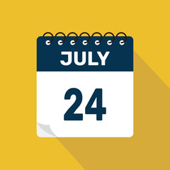 july 24 calendar icon vector illustration with design