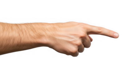 Hand pointing finger gesture direction isolated on transparent background