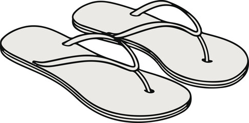 Smooth line drawing of flip-flops with straps