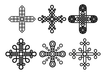 Set of Celtic crosses. Celtic cross. Linear hand-drawn style on a white background.