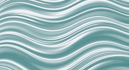 Smooth, flowing waves of teal and silver, creating a serene and elegant liquidlike texture with subtle highlights and a gentle ripple effect