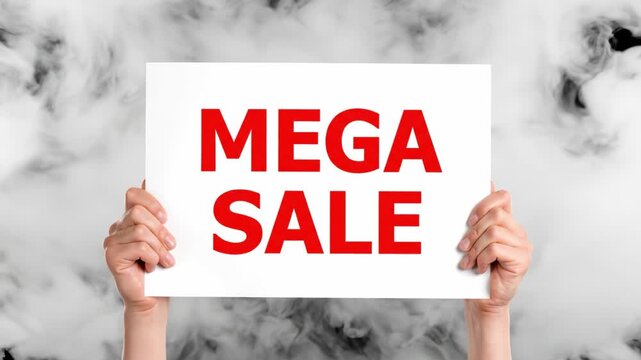 Exciting Mega Sale Announcement Unmissable Discounts and Special Offers for Shoppers with Striking Visuals and Bold Red Text in Retail Promotion and Clearance Shopping Event