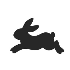 Cute rabbit silhouette in black. Simple vector design suitable for Easter themes, children’s content, animal branding, and decorative projects.