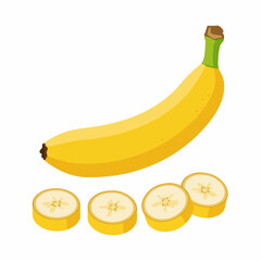 Realistic Detailed Banana And Slice Arrangement Tropical Fruit Illustration