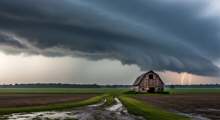 Stormy Landscape with Barn.