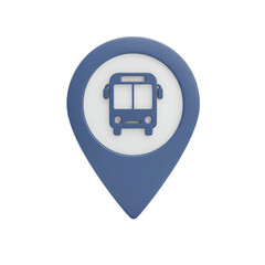 Blue Bus Stop Pointer Graphic on White Background