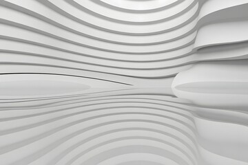 Obraz premium Abstract architectural interior design with flowing white curved walls and undulating organic shapes creating a futuristic and modern minimalist aesthetic