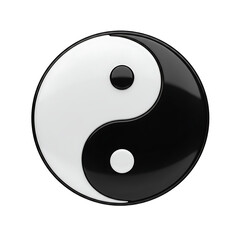 Yin Yang Symbol Black and White Round Icon on White Background