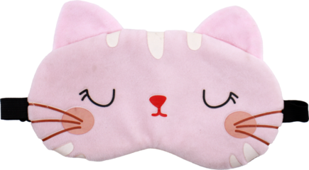 Pink cat sleeping mask on transparent background