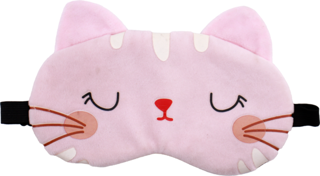 Pink cat sleeping mask on transparent background - Powered by Adobe