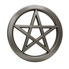 Metallic Pentagram Symbol on White Background Spiritual Icon