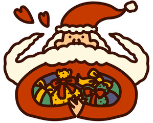 Cute Santa Claus with Christmas gifts illustration