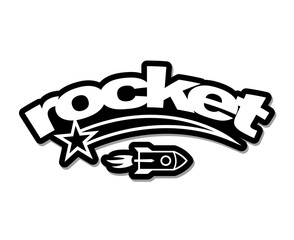 Rocket typography slogan. Varsity athletic vintage for t shirt. Rocket badge tee shirt graphics, universe print. Vector illustration.