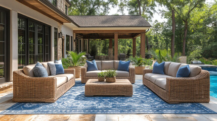 Obraz premium Design a seaside patio with shimmering metallic details