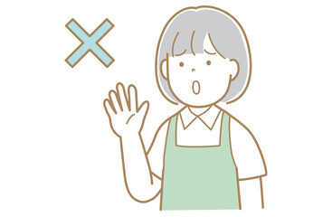 拒否するエプロンを着用した女性のイラスト