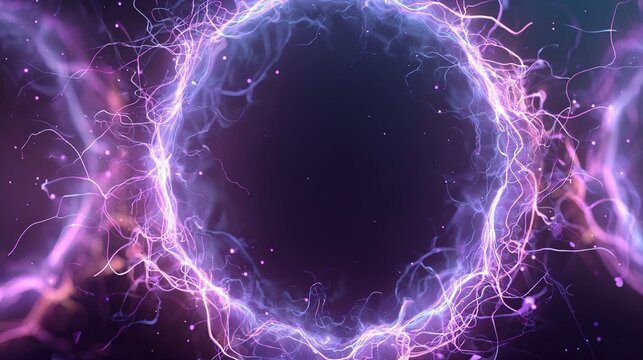 A glowing energy field frames a dark void, with tendrils of light radiating outwards against a gradient