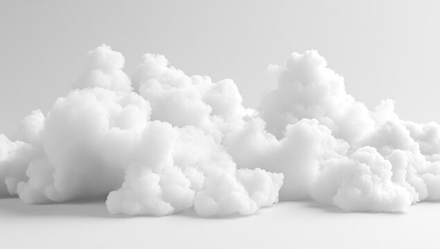 Puffy, rounded clouds in white. Soft, airy aesthetic