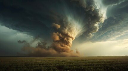tornado , a large and dark swirling tornado