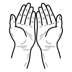 Praying hands gesture illustration 