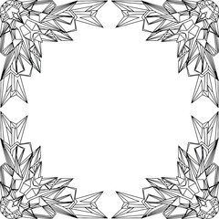 Modern vector polygonal ornament frame, crystal inspired abstract decorative border