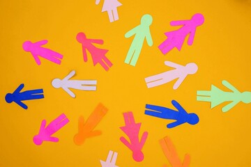 Vibrant Paper Cutouts Of People On Sunny Yellow Background