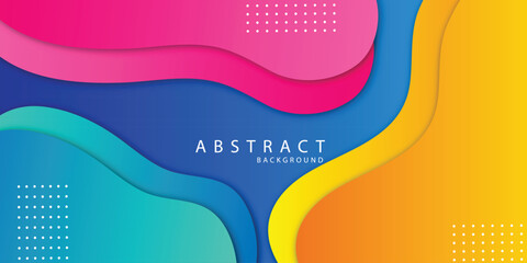 Orange and blue geometric background design. Creative design with wave shapes and lines for template. 