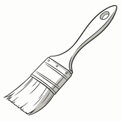 A simple line art illustration of a paintbrush with a gray handle and bristles on a white background