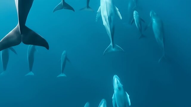 Dolphins Underwater - A Glimpse into Marine Lifes Graceful Dance.