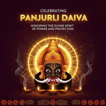 Vibrant panjurli daiya celebration with glowing aura and traditional elements