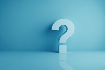 Blue question mark icon on a simple studio background. A concept for frequently asked questions, support, help, and finding solutions to problems