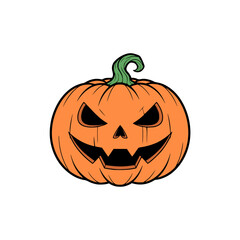Spooky Jack-o'-lantern Carved Pumpkin Illustration A Classic Halloween and Autumn Symbol with a Menacing Grin. Perfect for Festive Design Projects