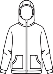 Illustration of line art illustration of a hooded jacket isolated on white background