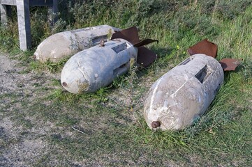 German concrete bombs for practice, as used in World War II