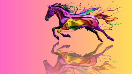 A painted horse running very fast