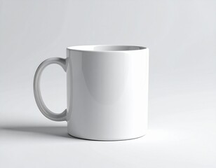 Fototapeta premium Minimal white ceramic mug on pastel background, soft overhead lighting, realistic shadow.