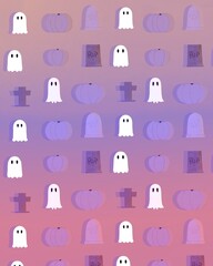 Halloween illustration background pumpkin ghost bats pattern 