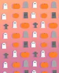 Halloween illustration background pumpkin ghost bats