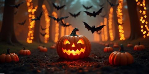 Glowing Jack-o’-Lantern Pumpkin with Smoke Effect