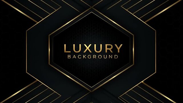 Elegant Black and Gold Luxury Geometric Background with Text.