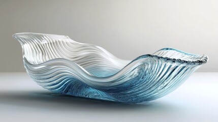 Contemporary abstract glass sculpture showcasing a modern wave design.