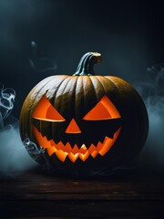 Glowing Jack-o’-Lantern Pumpkin with Smoke Effect