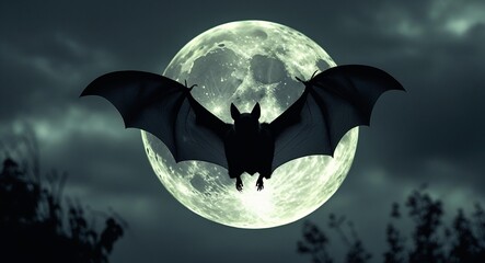 halloween night scene with bats