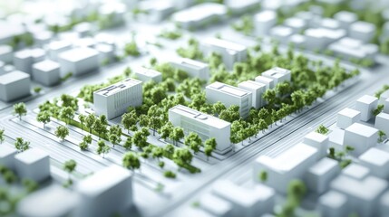 This stunning model showcases the harmony between urban design and nature. 
