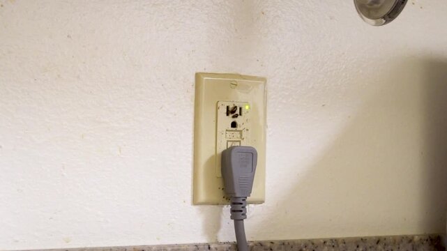 A close-up of a German cockroach in a dirty Florida kitchen outlet, combining entomology detail with a clear pest control concept about health, sanitation, and extermination needs.