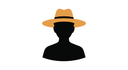 Silhouette of a person wearing a light brown fedora hat