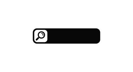 Simple black search bar icon with magnifying glass symbol displayed